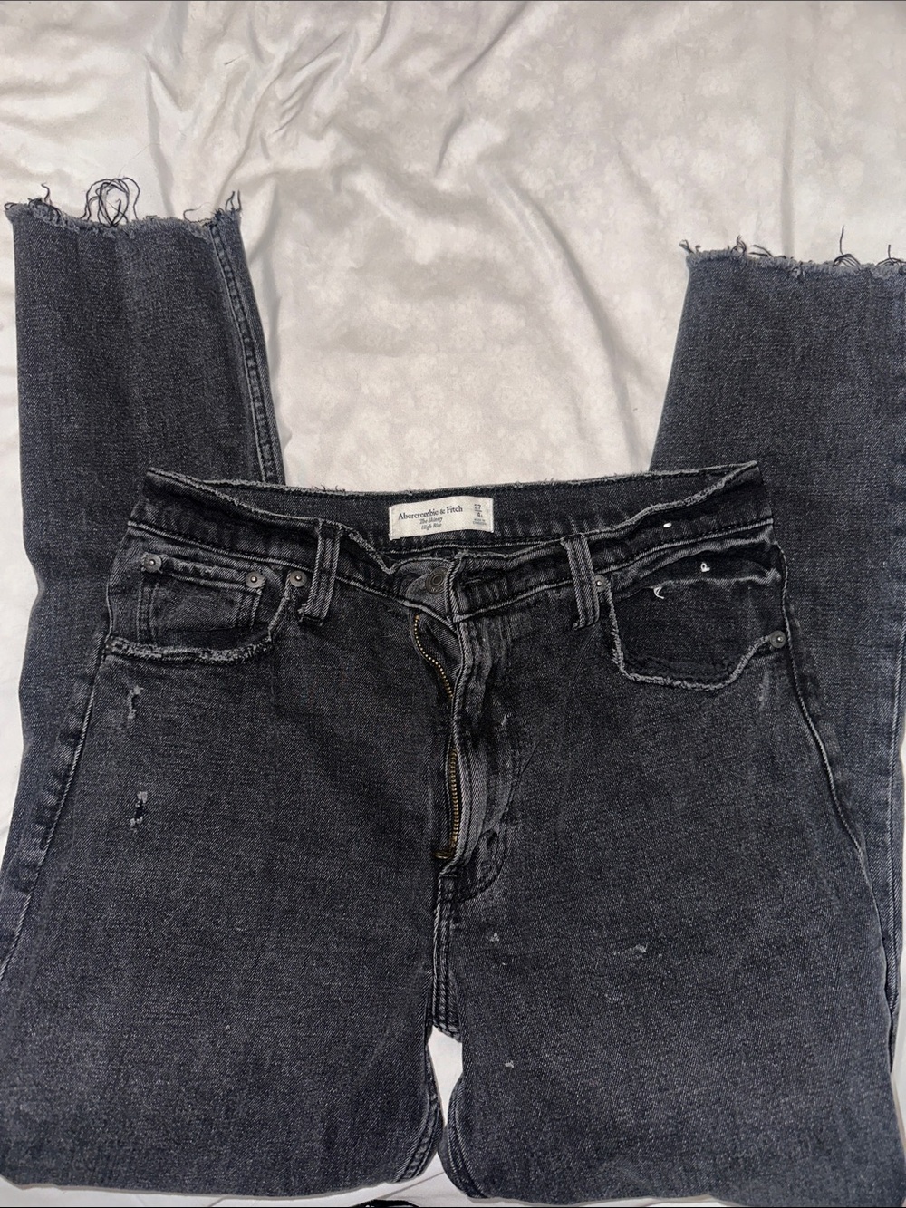 Abercrombie & Fitch Women's Washed Black Straight Leg Jeans